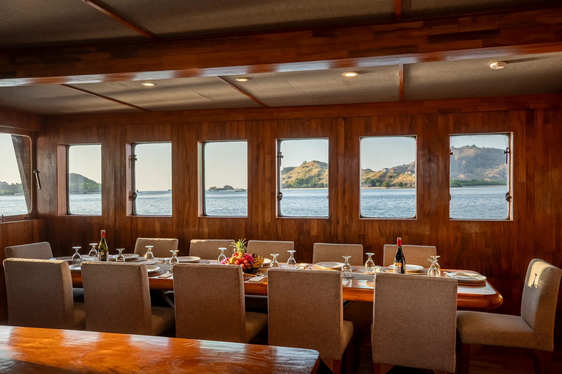 Dining area on the Komodo liveaboard